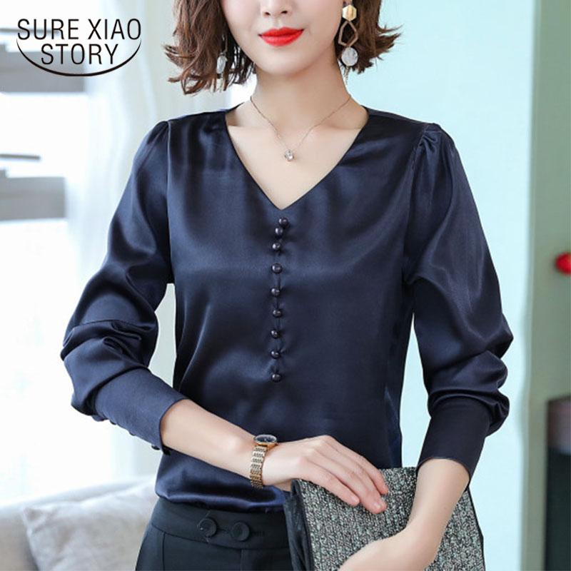 Women's Blouses & Shirts 2022 Spring Long Sleeve Shirt Multi-button Imitation Silk V-neck Women Blouse Solid Heavy Stretch Satin 8000, White
Women's Blouses & Shirts 2022 Spring Long Sleeve Shirt Multi-button Imitation Silk V-neck Women Blouse Solid Heavy Stretch Satin 8000, White