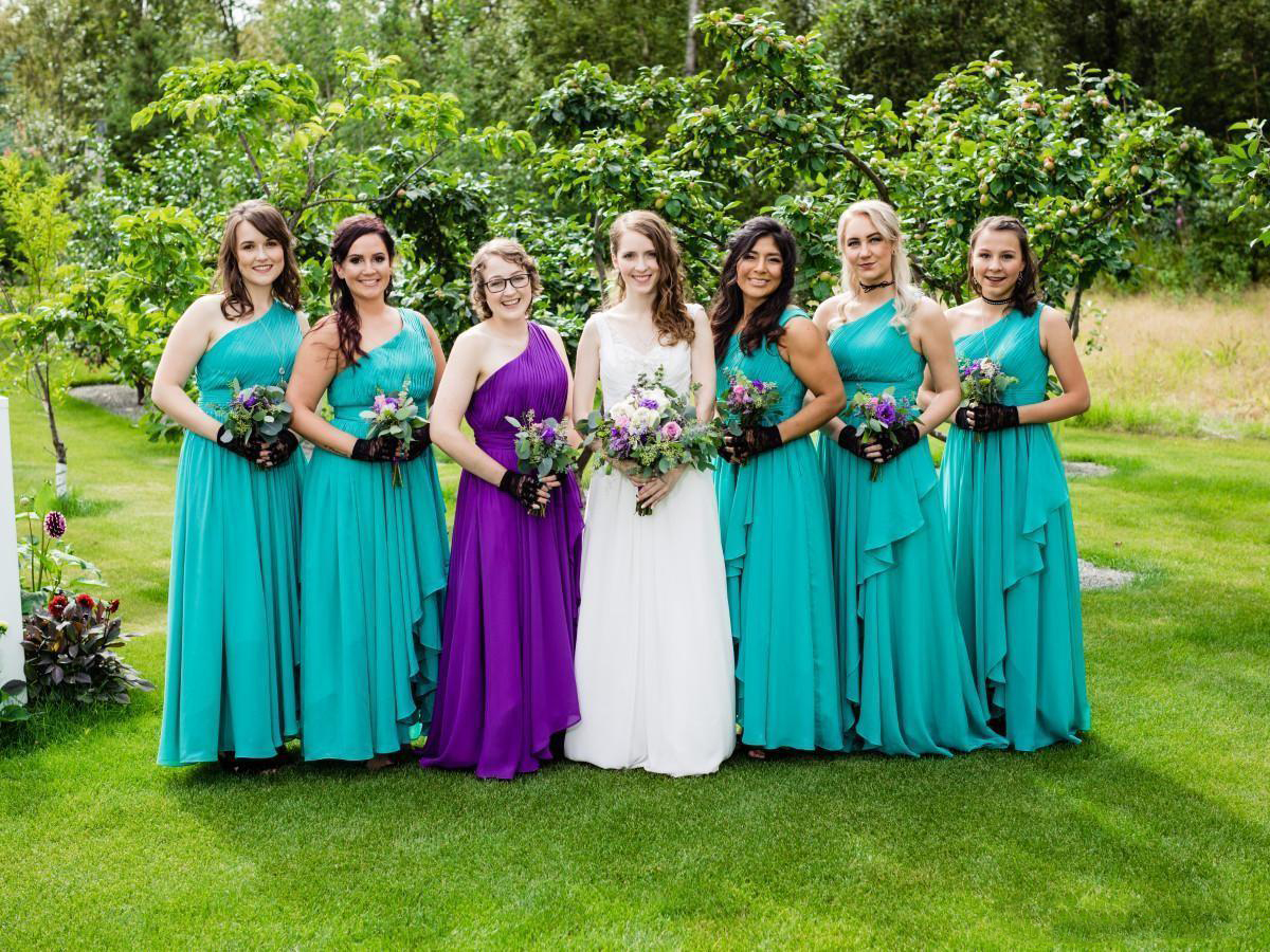 Turquoise Bridesmaid Dresses One Shoulder Simple Ruched Chiffon Tiered Skirt 2021 Country Wedding Guest Formal Maid of Honor Gown