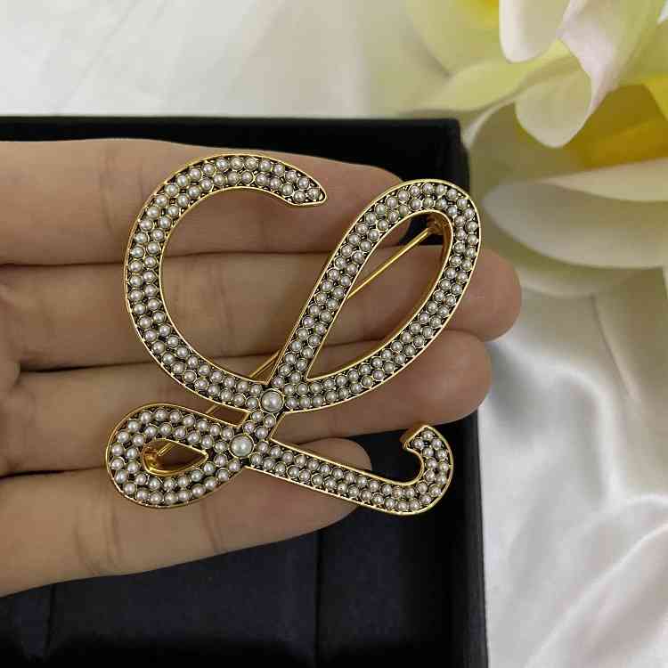 Lo Brass Plated Real Gold Full Beads Irregular Fashion Ol Simple Korean Girl Style Brooch