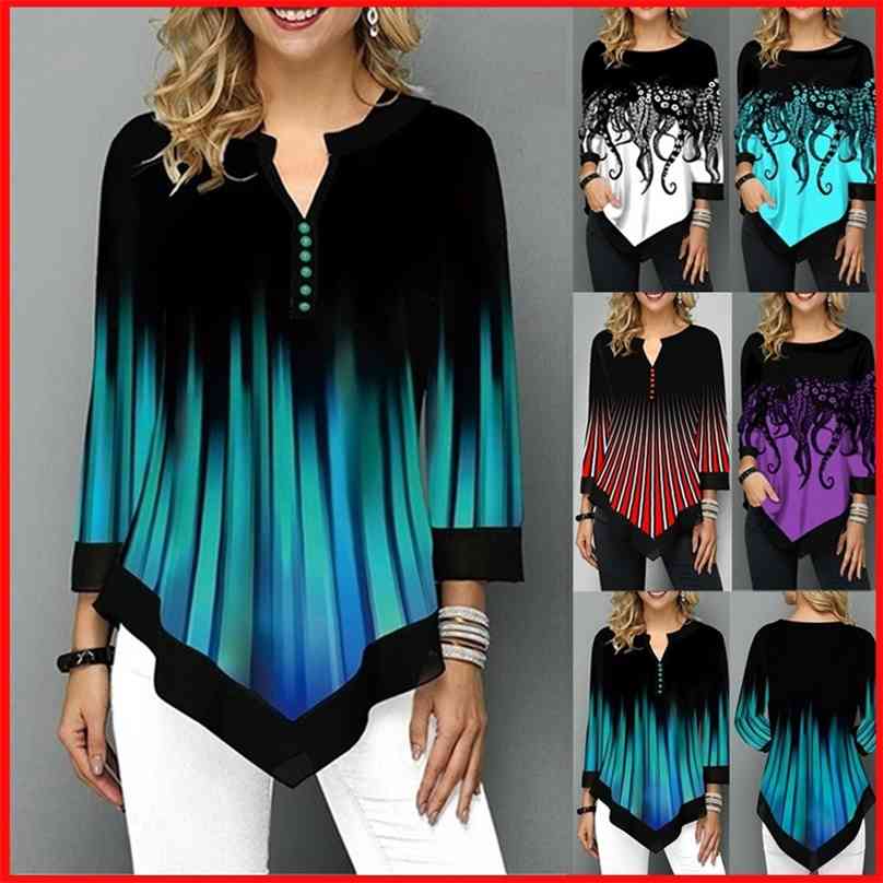 Spring Summer 3/4 Sleeve Print T-Shirts Irregular Women Clothing Fashion Casual Plus Size Loose Pullovers Tee Shirt Femme Tops 210720, 2201-blue
Spring Summer 3/4 Sleeve Print T-Shirts Irregular Women Clothing Fashion Casual Plus Size Loose Pullovers Tee Shirt Femme Tops 210720, 2201-blue