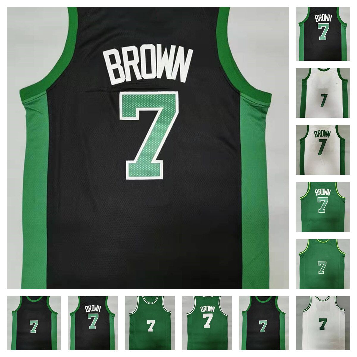 Men Team Basketball jerseys 7 Brown Good Quality Size S-XXL Black Green White