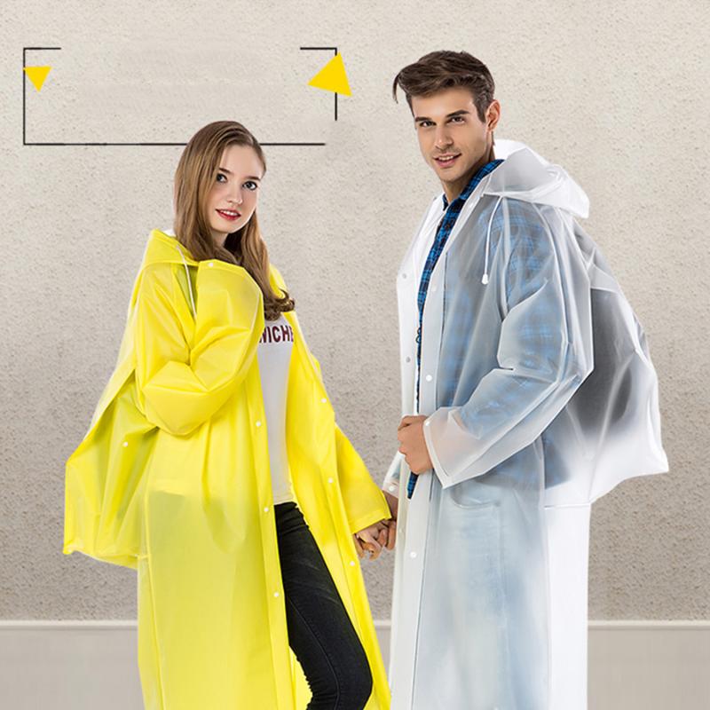 

Raincoats PVC Transparent Rain Coat Women Waterproof Long Poncho Woman's Jackets Cover Chuva Men Pluie Hooded DD50