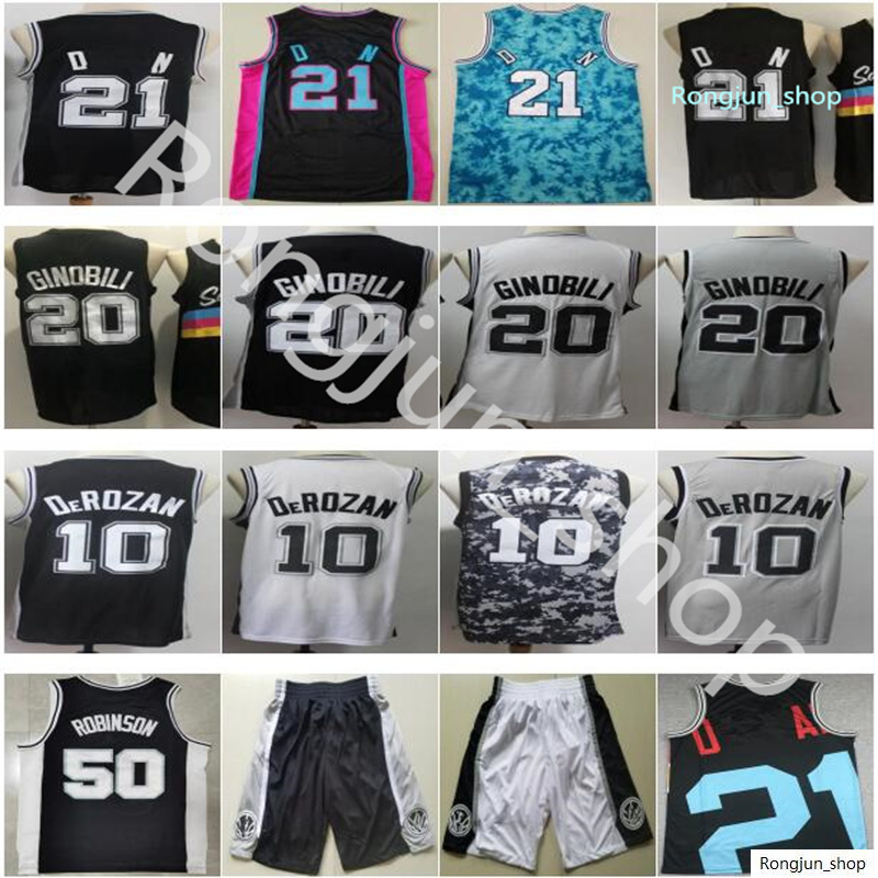 High Quality Basketball Tim 21 Duncan 50 Robinson Manu 20 Ginobili DeMar 10 DeRozan Stitched Black White Blue Jerseys
High Quality Basketball Tim 21 Duncan 50 Robinson Manu 20 Ginobili DeMar 10 DeRozan Stitched Black White Blue Jerseys