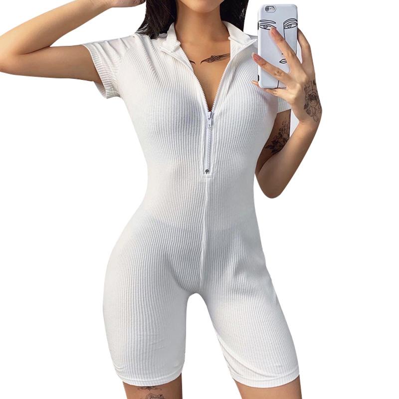 Women' Jumpsuits & Rompers 2021 Sexy Women Deep V-neck Front Zipper Bodysuit Jumpsuit Short Sleeve Bodycon Slim Romper Solid Color Shorts P
Women' Jumpsuits & Rompers 2021 Sexy Women Deep V-neck Front Zipper Bodysuit Jumpsuit Short Sleeve Bodycon Slim Romper Solid Color Shorts P