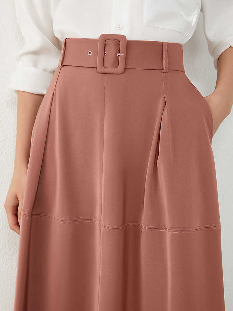 Minimalism Autumn Winter Fashion Women's Skirt Causal Solid Aline Calf-length Female Temperament Women 12040392 210527