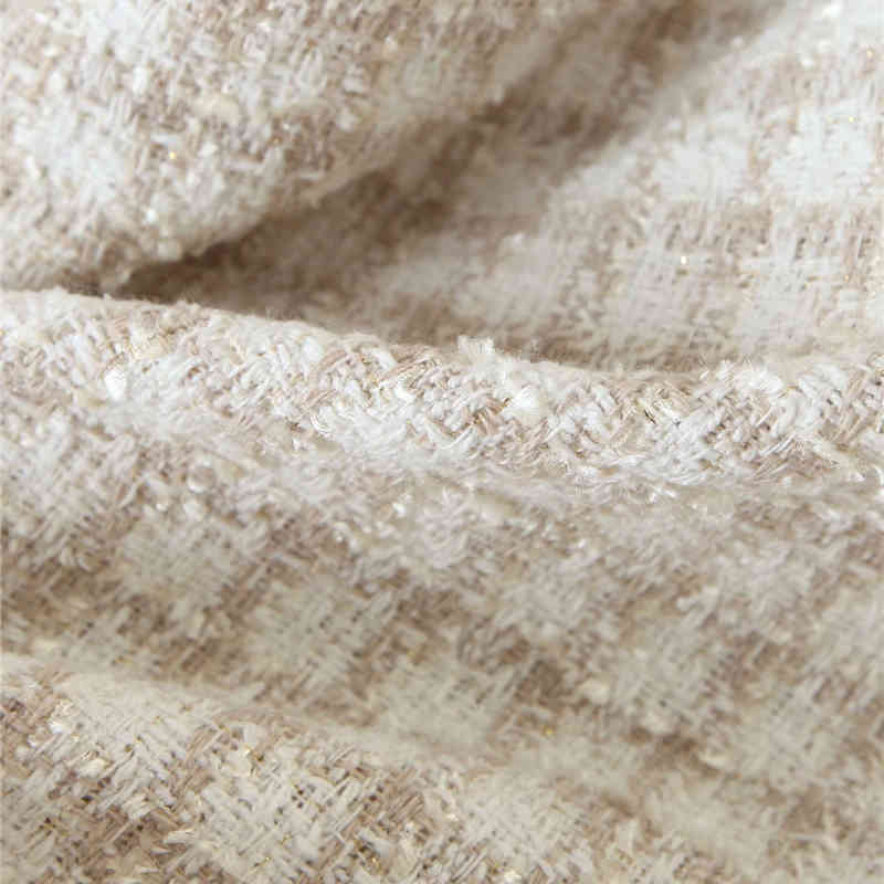 Women Casual Plaid Print Autumn White Long Jackets Outwear Chic Lady Stylish Single Breasted Sleeve Pockets Coat Jacket 210421