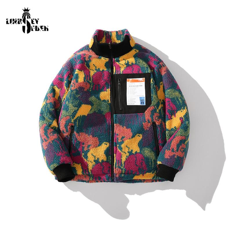 Men's Down & Parkas Lindsey Seader 2021 Hip Hop Reversible Jacket Parka Colorful Camouflage Streetwear Men Harajuku Windbreaker Fleece Winte
