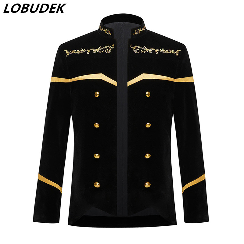 Plus Size Men's Black Stand Collar Court Jacket Bar Singer Embroidery Velvet Slim Suit Coat Stage Performance Breasted Blazers, Gold black
Plus Size Men's Black Stand Collar Court Jacket Bar Singer Embroidery Velvet Slim Suit Coat Stage Performance Breasted Blazers, Gold black