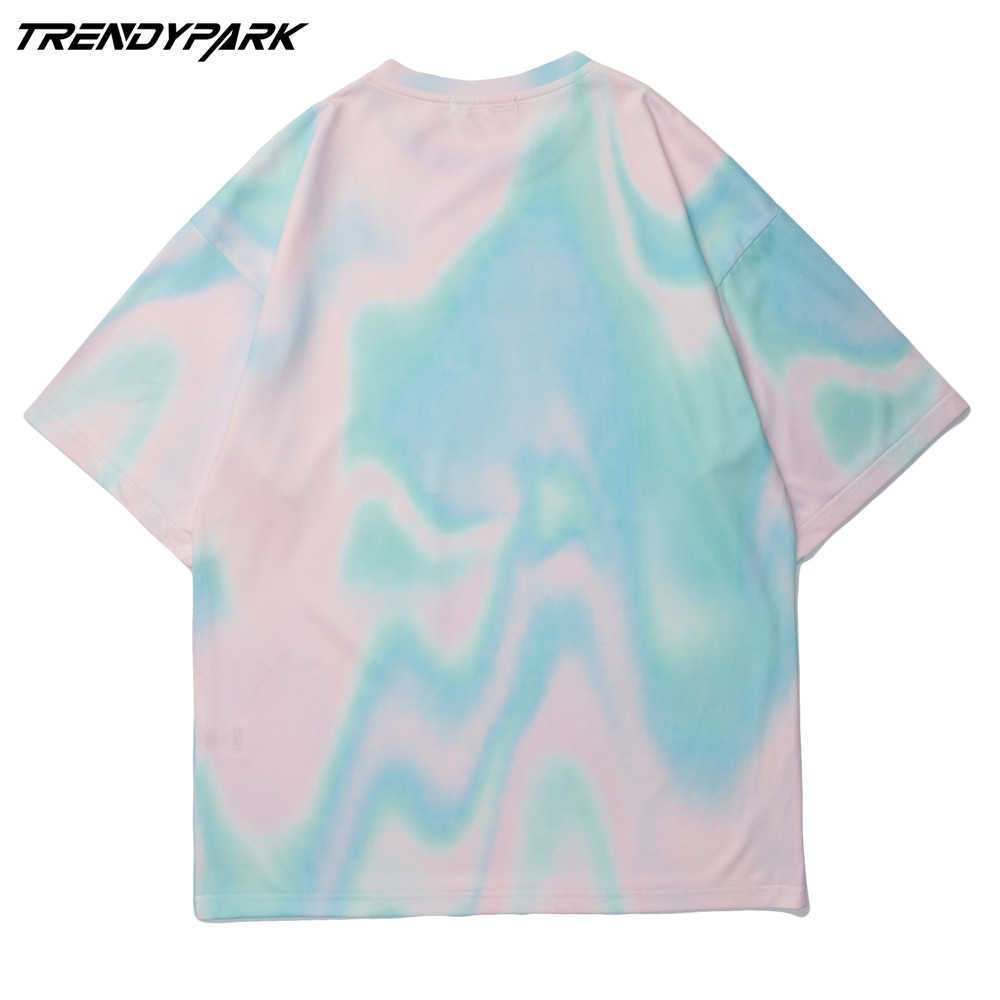 Men's T-shirt Tie-dye Gradient Print Short Sleeve Tee Hip Hop Oversized Cotton Casual Harajuku Streetwear Top Tshirts Clothing 210601
