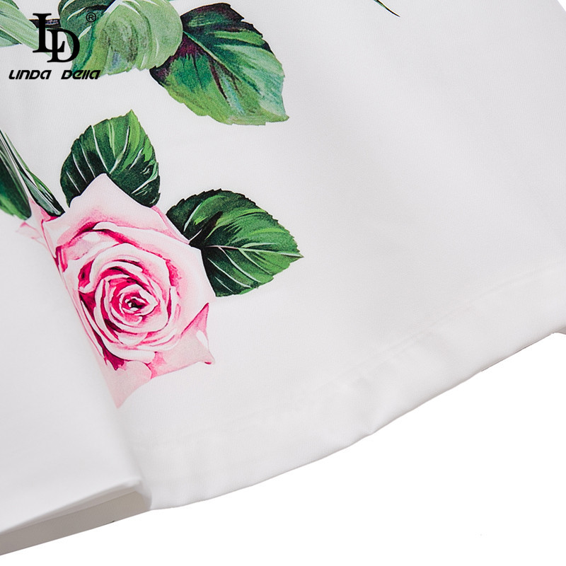 Fashion Runway Summer Mini Dress Women Elegant Bow tie Rose Flower Print Vintage Party Short Vestidos 210522