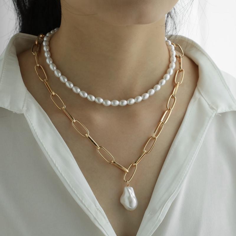 Pendant Necklaces Women Pearl Chain Choker Multi Layers Chunky Necklace Retro Vintage Fashion Gold Color Jewelry Accessories CN105, Silver
Pendant Necklaces Women Pearl Chain Choker Multi Layers Chunky Necklace Retro Vintage Fashion Gold Color Jewelry Accessories CN105, Silver
