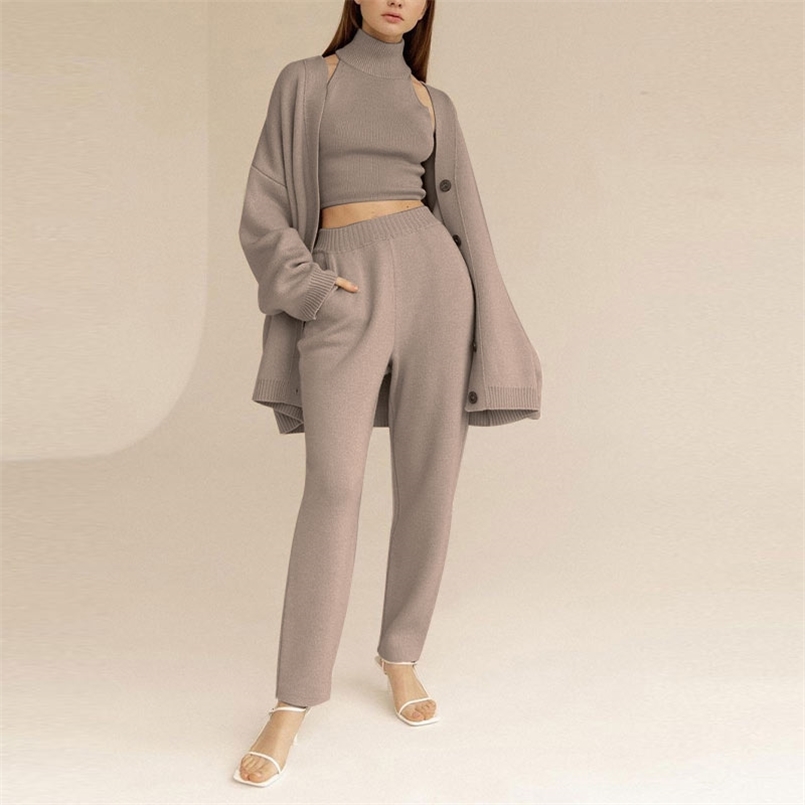 Knitted Solid Women Cardigans Sets Turtleneck Sleeveless Pullovers With Loose Pants Suit Winter Elegant Ladies Set 3 Pieces 211109, Black
Knitted Solid Women Cardigans Sets Turtleneck Sleeveless Pullovers With Loose Pants Suit Winter Elegant Ladies Set 3 Pieces 211109, Black