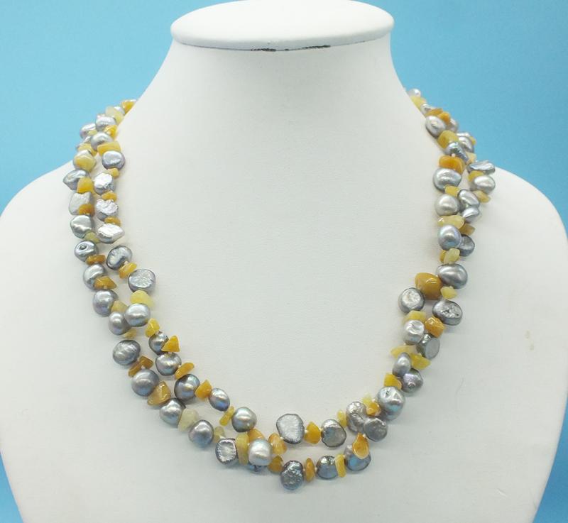 Chokers Classic Pearl Necklace. 2 Rows Of Gray Baroque Pearls And Semi-precious Stones. Ladies' Prom The Most Beautiful Necklace 19"
Chokers Classic Pearl Necklace. 2 Rows Of Gray Baroque Pearls And Semi-precious Stones. Ladies' Prom The Most Beautiful Necklace 19"