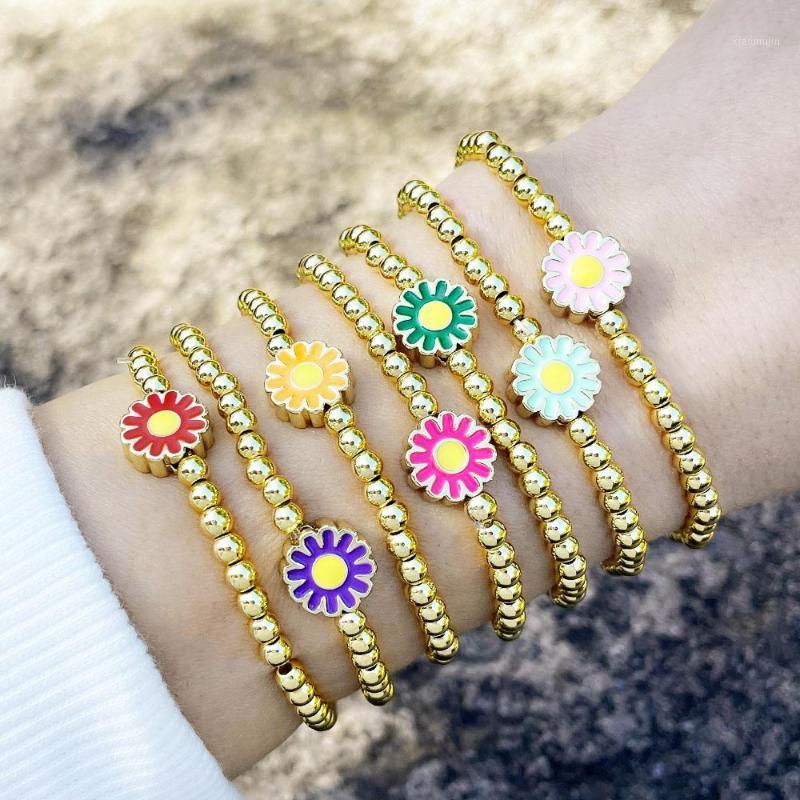 Charm Bracelets EYIKA Delicate Neon Enamel Daisy Flower Stretch Bracelet Gold Plated Copper Beaded Elastic Chain Women Girls Party Jewelry G
Charm Bracelets EYIKA Delicate Neon Enamel Daisy Flower Stretch Bracelet Gold Plated Copper Beaded Elastic Chain Women Girls Party Jewelry G