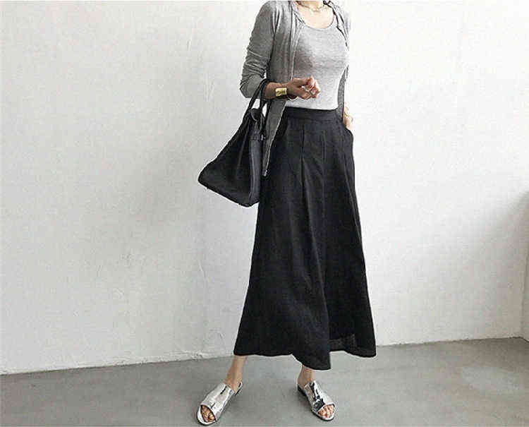 Colorfaith Women Summer Trousers Pantskirt High Elastic Waist Casual Cotton and Linen Wide Leg Ankle-Length Pants P6673 211115