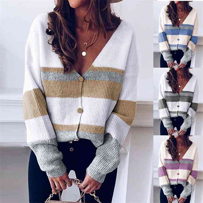 Autumn Winter Women' Sweater Colorful Rainbow Striped Cardigan Knitted Plus Size Knit Jumper Women Knitwear 210603, Khaki
Autumn Winter Women' Sweater Colorful Rainbow Striped Cardigan Knitted Plus Size Knit Jumper Women Knitwear 210603, Khaki