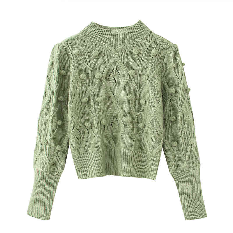 Versatile Women's Autumn Collection of Long Sleeves Round Neck Warm Sweaters Female Temperamental Polka Dot Jumper 3 Color 210507