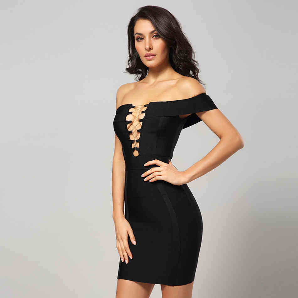 Free Sell Off the Shoulder Women Bandage Dress Red Mini Dresses Sexy Slash Hollow Out Celebrity Party Club Vestidos 210524