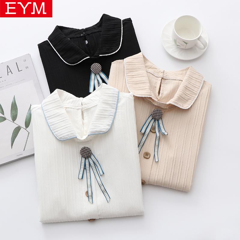 Women' Blouses & Shirts 2021 Spring Fine Shirt Bow Young Preppy Style Tops Sweet Fresh Lady Long Sleeve Blouse Casual Clothes, Beige
Women' Blouses & Shirts 2021 Spring Fine Shirt Bow Young Preppy Style Tops Sweet Fresh Lady Long Sleeve Blouse Casual Clothes, Beige