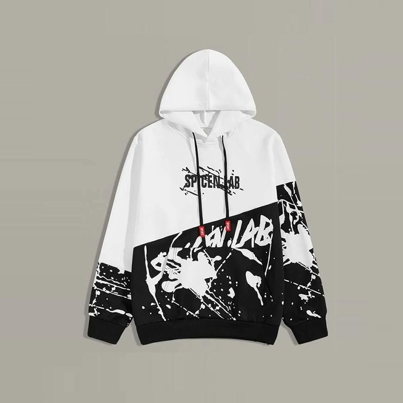 Men's Hoodies & Sweatshirts Men Two Tone Letter Graphic Hoodie