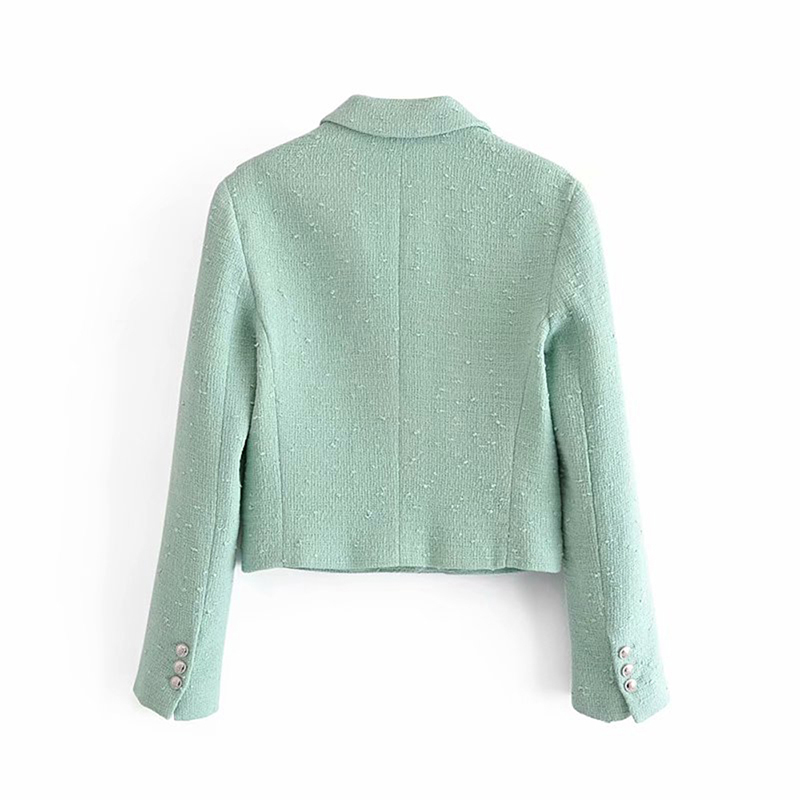 Women's Spring Coat Lapel Single-Breasted Long-Sleeved Pocket Decorated Temperament Short Texture Top 210521