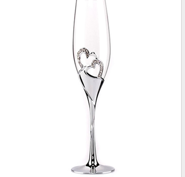 2021 2 PCS / Set Crystal Wedding Toasting champagne flutes glasses Cup Wedding Party marriage decoration cup for Gift Wine Drink