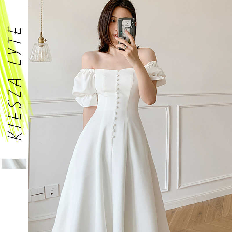 Women Cute White Dress for Bride Sexy Puff Sleeves Solid Fashion Sweet Leisure Square Neck A-Line Midi Dresses Summer 210608
Women Cute White Dress for Bride Sexy Puff Sleeves Solid Fashion Sweet Leisure Square Neck A-Line Midi Dresses Summer 210608