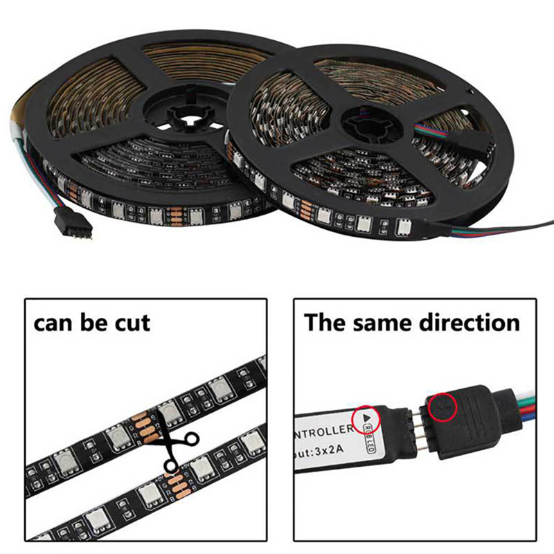 5M/10M LED Strip RGB USB 5050 SMD LEDs Lights 44key controller Light Strips With Remote Control Desktop Holiday Wall Room TV BackLight