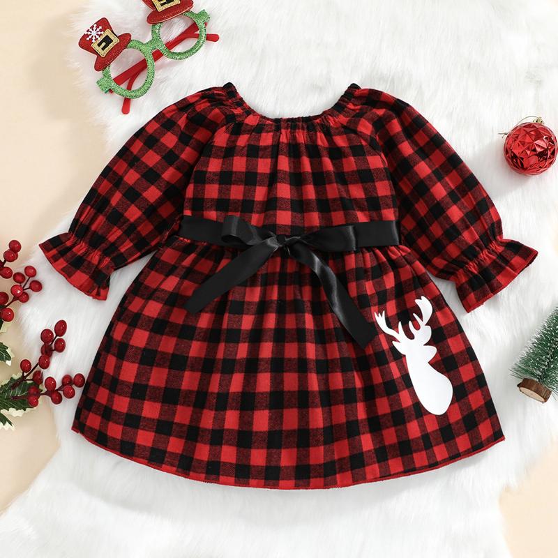 Girl's Dresses Baby Girls Christmas Red Plaid Dress Long Lotus Sleeve Antler Printed Pattern Round Collar Big Hem Bow Tie Skirt, Red;yellow
Girl's Dresses Baby Girls Christmas Red Plaid Dress Long Lotus Sleeve Antler Printed Pattern Round Collar Big Hem Bow Tie Skirt, Red;yellow