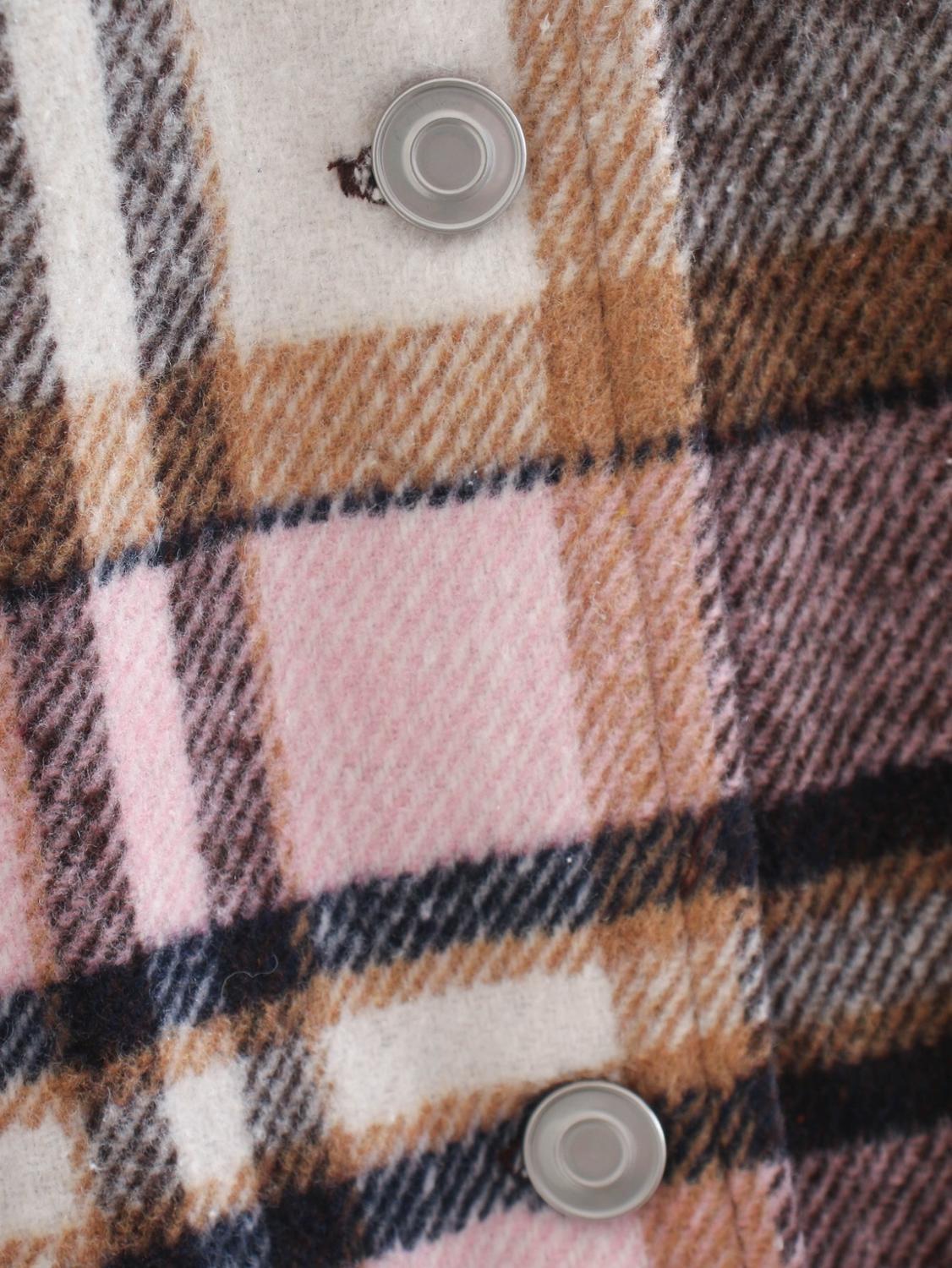 Winter Gingham Check Plaid Coat Warm Oversize Style Women Long Lapel Woolen Jacket 210429