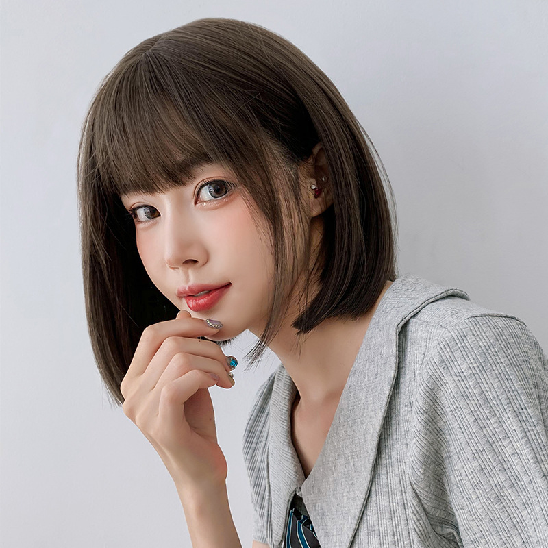 Wig Womens Short Hair Korean-Style Cute Cartoon Bangs round Face Girl Collarbone Length Haircut Full-Head Wig Bobhaircut, Honey tea linen 32cm
Wig Womens Short Hair Korean-Style Cute Cartoon Bangs round Face Girl Collarbone Length Haircut Full-Head Wig Bobhaircut, Honey tea linen 32cm