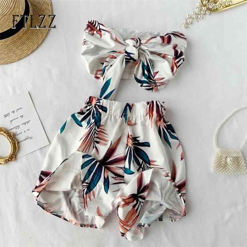 Women Two Piece Sets Summer Leaf Print Sexy Bra Bow Crop Tops + Elastic Waist Wide Leg Shorts Suit Fashion Ladies Outfit 210602
Women Two Piece Sets Summer Leaf Print Sexy Bra Bow Crop Tops + Elastic Waist Wide Leg Shorts Suit Fashion Ladies Outfit 210602