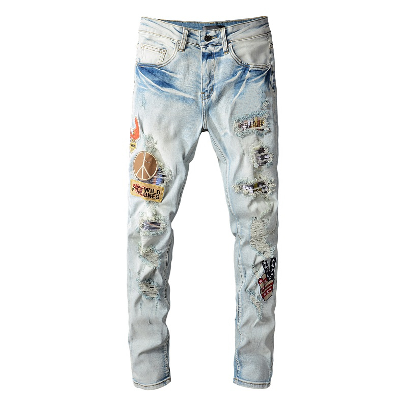 American High-Street Mens Jeans Trendy Brand Pencil Slim Fit Men Jean Washed Ripped Holes Man Designers Biker Motorcycle Denim Pants, Blue #692
American High-Street Mens Jeans Trendy Brand Pencil Slim Fit Men Jean Washed Ripped Holes Man Designers Biker Motorcycle Denim Pants, Blue #692