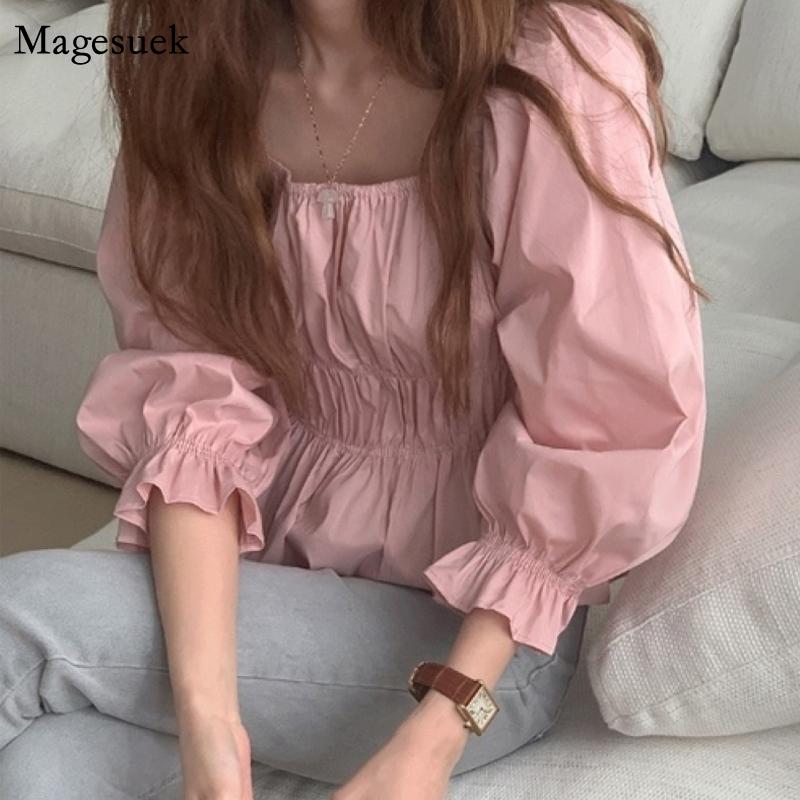 Women's Blouses & Shirts Spring Korean Style Slim Waist Blouse Chic Square Collar Wrinkled Puff Sleeve Women Tops Ladies Fashion Pink Pleate, White
Women's Blouses & Shirts Spring Korean Style Slim Waist Blouse Chic Square Collar Wrinkled Puff Sleeve Women Tops Ladies Fashion Pink Pleate, White