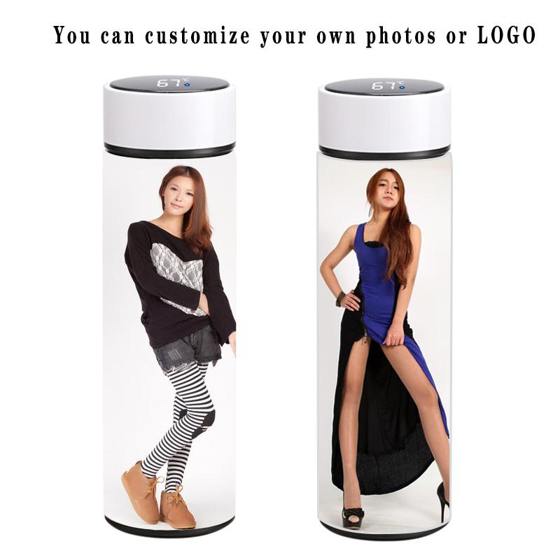 Creativity Sublimation Blanks Tumbler Water Bottle 500ml Stainless Steel Straight Vacuum Flask Coffee Mug With LED Touch Display Temperature Gift gyqq