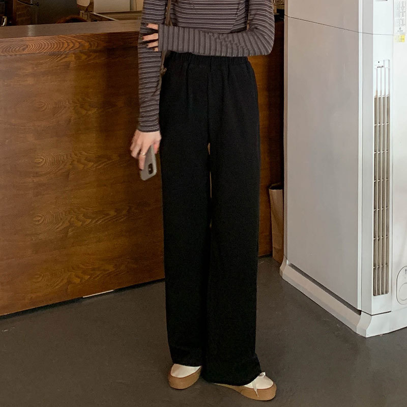 4Colors long Trousers Women Loose breif Straight Pants Casual knit warm Pants Female Thick Wide Leg Pants women(X1713 210423