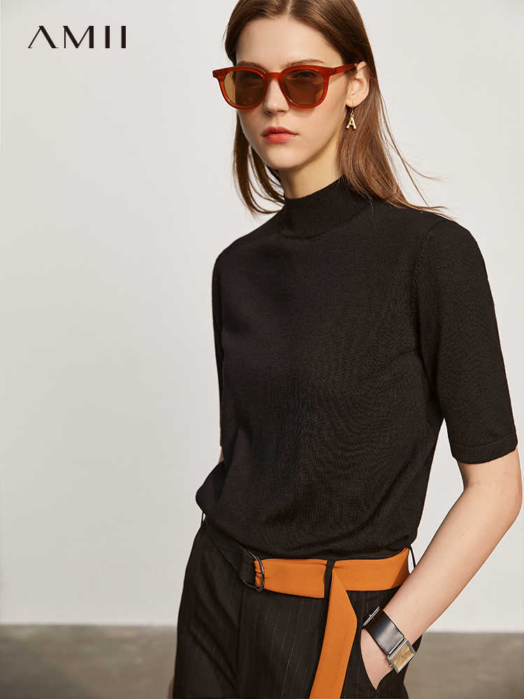 Minimalism Spring Women's Sweater Causal 100%wool Solid Turtleneck Slim Fit Female Knitted Pullover Women Tops 12140317 210527