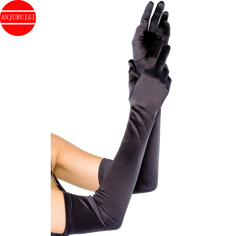 Long Party Dance Gloves Mariage White/Black/Red Finger Satin Boda Opera For Bridal Wedding Accessories