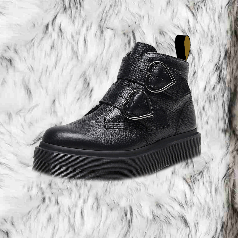Woman ankle platform boots 8 holes classic side zipper british style genuine leather black white muffin bottom female bootiess, Wear sticker
Woman ankle platform boots 8 holes classic side zipper british style genuine leather black white muffin bottom female bootiess, Wear sticker