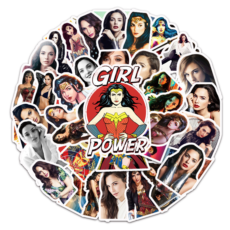 50PCS/Lote Movie Won-der Women Macbook Sticker Personalized Graffiti Star Decal For Laptop Car Motorcycle Scooter Notebook Luggage Gift DIY Stickers