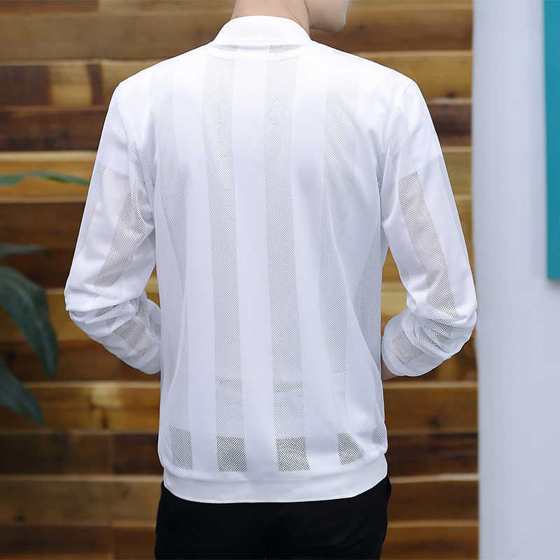 Transparent Stripe Solid Cool Jackets Men Sun Protection Clothing Summer Casual Jacket skin Thin Coat Male Plus Size M-5XL 211009