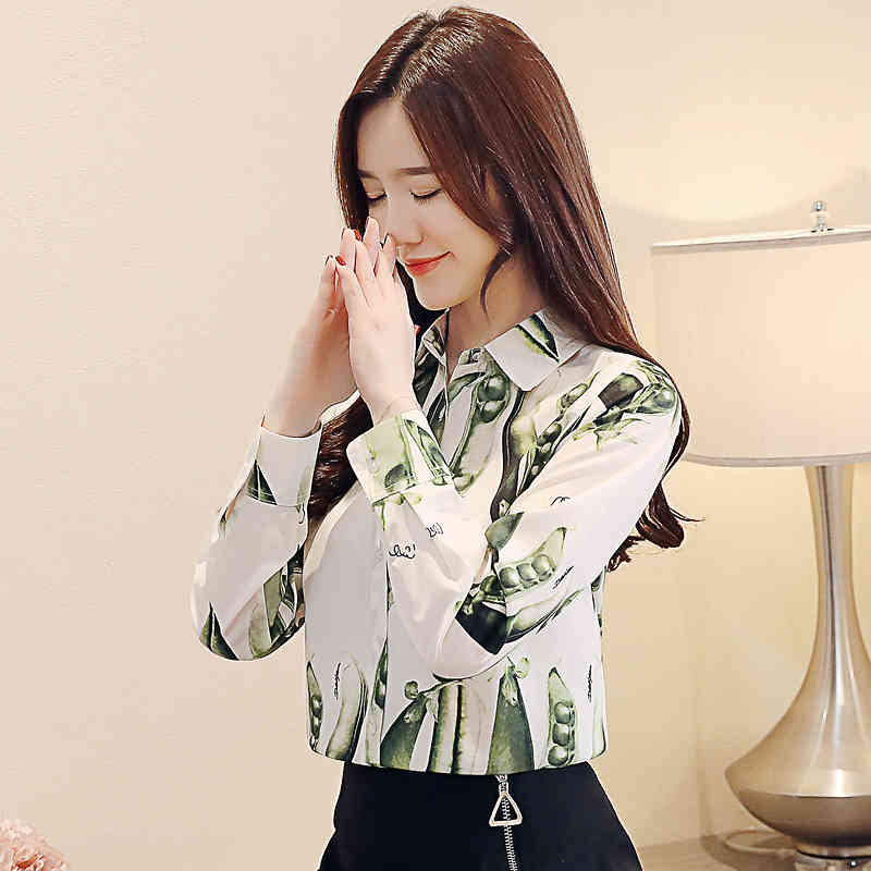 Korean Print Plus Size Women Tops and Blouses Fashion Spring Long Sleeve Blusas Mujer De Moda Ladies Shirts 8339 50 210506