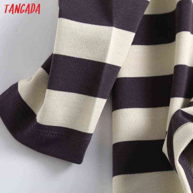 Tangada Women High Quality Striped Print Sweatshirts Oversize Long Sleeve O Neck Loose Pullovers Female Tops 6D42 211108