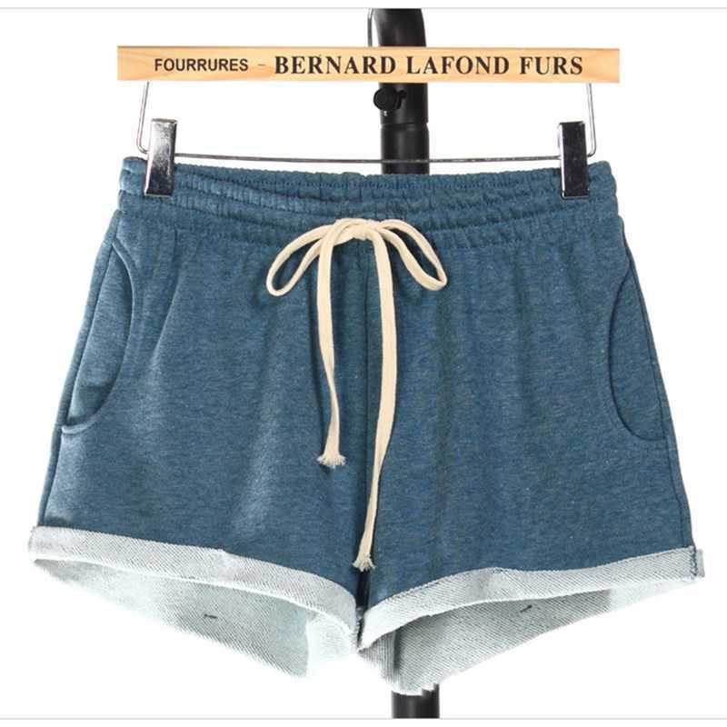 Booty Woman Shorts Summer Black Plus Size Short Femme Sport Lace Up Elastic High Waist Loose Wide Legs Casual Home Comfy Shorts 210625