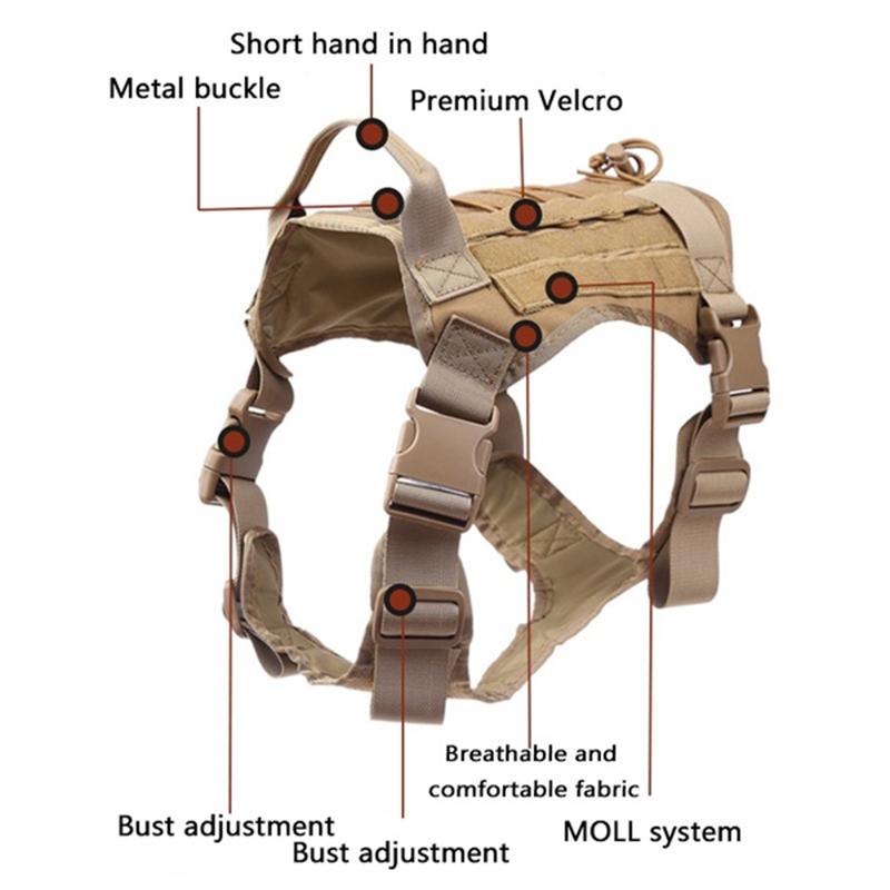 Dog Collars & Leashes Service Military Tactical Harness Vest Clothes Molle Outdoor Training With Accessory Water Bottle Carrie