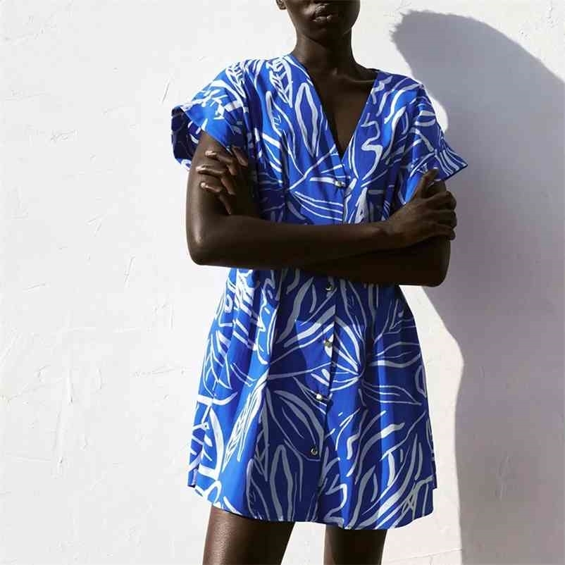 women print dress V-neck buttoned floral short sleeve A-line pleated fashion female summer Slim 210524, Blue
women print dress V-neck buttoned floral short sleeve A-line pleated fashion female summer Slim 210524, Blue