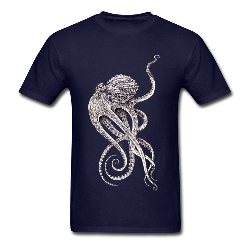 Retro Black T-shirt Men Elegant Octopus Print T Shirt Steampunk Tops Tees Personalized Short Sleeve TShirt Father Day Gift Cloth 210629