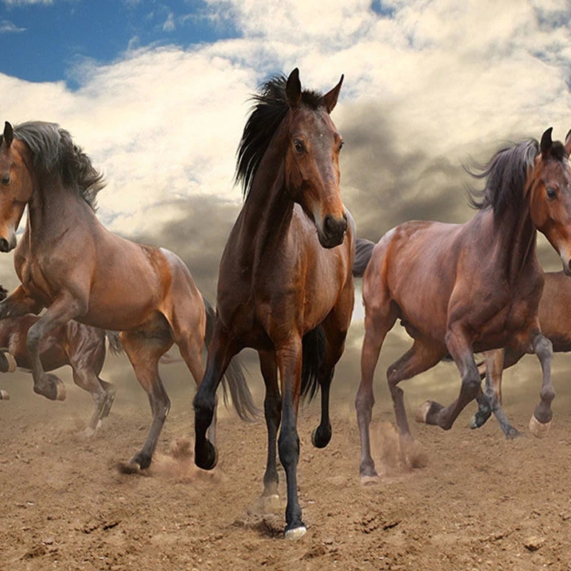 Custom 3D wallpaper Mural Stereoscopic Gallopn Horse Home Decoration Wall Art Living Room Bedroom Self Adhesive Wallpaper