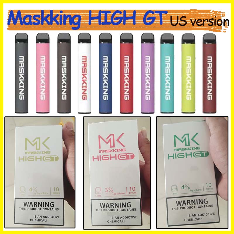 US version Maskking High GT Pro Disposable Vapes e cigarette 400puffs pre-filled vapor Cartridge Local Pod kit Stick Style Portable device V
US version Maskking High GT Pro Disposable Vapes e cigarette 400puffs pre-filled vapor Cartridge Local Pod kit Stick Style Portable device V