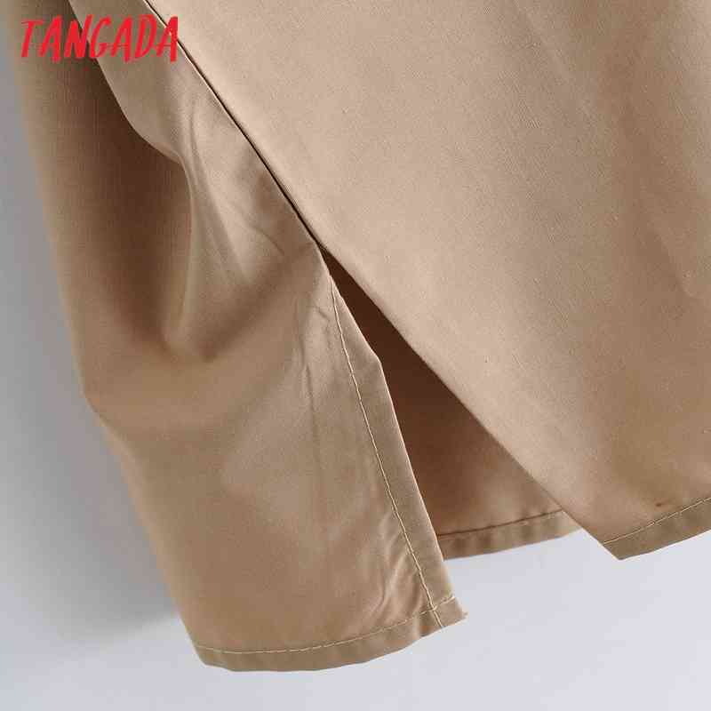 Women Retro Solid Khaki Summer Puff Short Sleeve Chic Female Shirt Tops AI36 210416